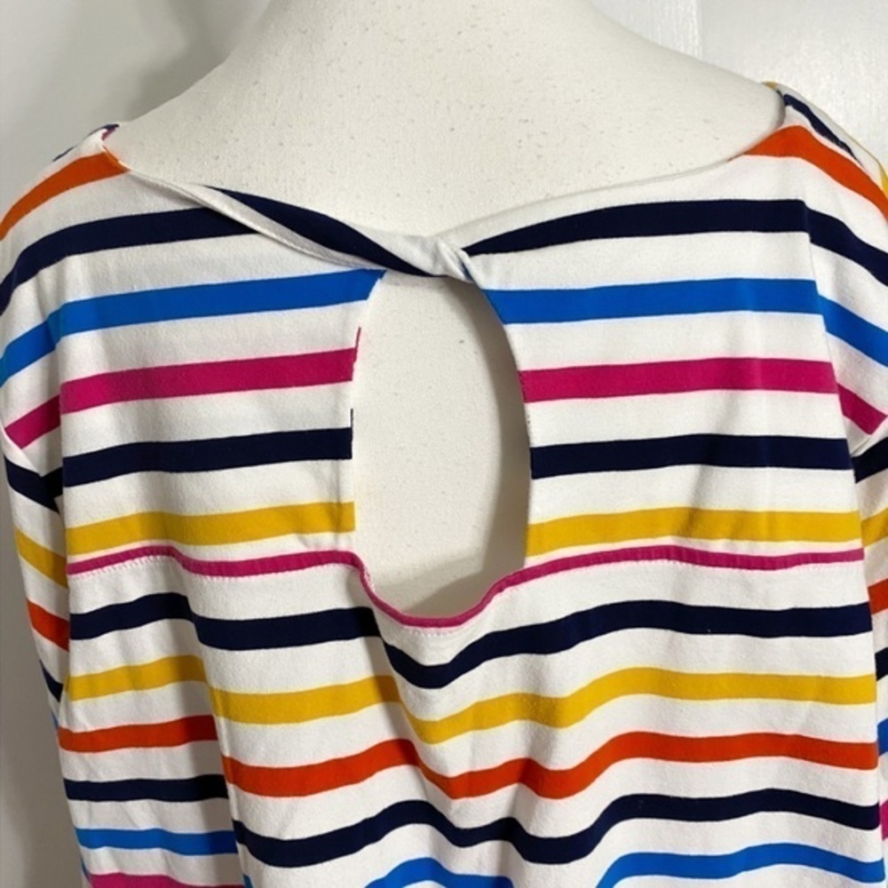 KIM‎ ROGERS STRIPED 3/4 RUFFLE Bell Sleeve Top - Picture 4 of 11